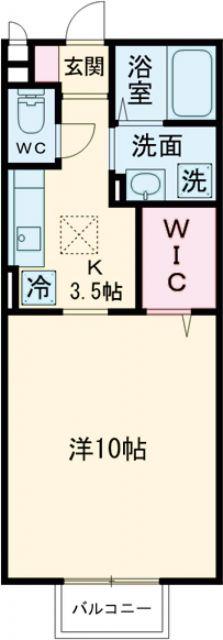 大和の里IV(1K/1階)の間取り写真