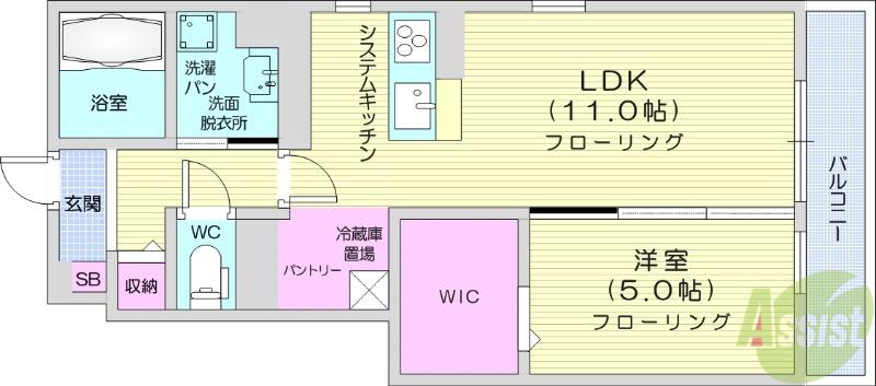 D-ROOMルポ(1LDK/1階)の間取り写真