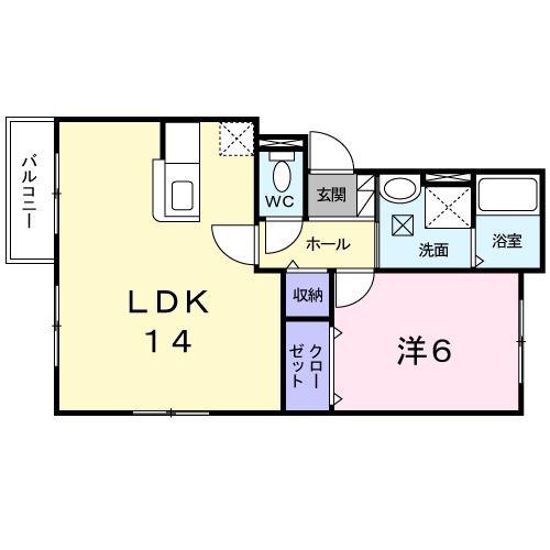 パープル桔梗(1LDK/2階)の間取り写真