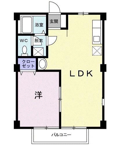 グリーンリッチヒルズD(1LDK/2階)の間取り写真