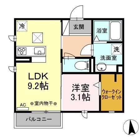 F・FIFTY(1LDK/1階)の間取り写真