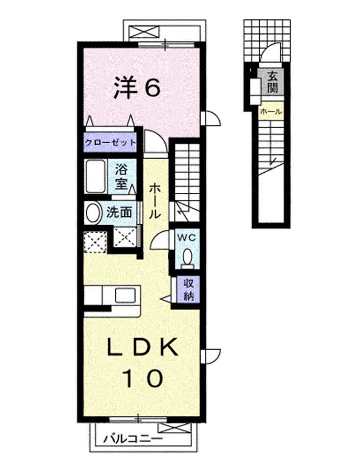 プロムナードNB(1LDK/2階)の間取り写真