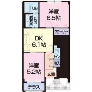 ニューアーバンA(2DK/1階)の間取り写真