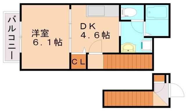 パークサイドイン桃山(1DK/2階)の間取り写真