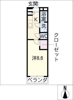 ノワエブラン利平治(1K/2階)の間取り写真