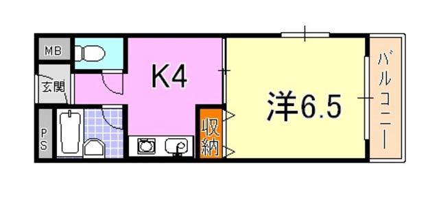 ドウェル本山(1K/4階)の間取り写真