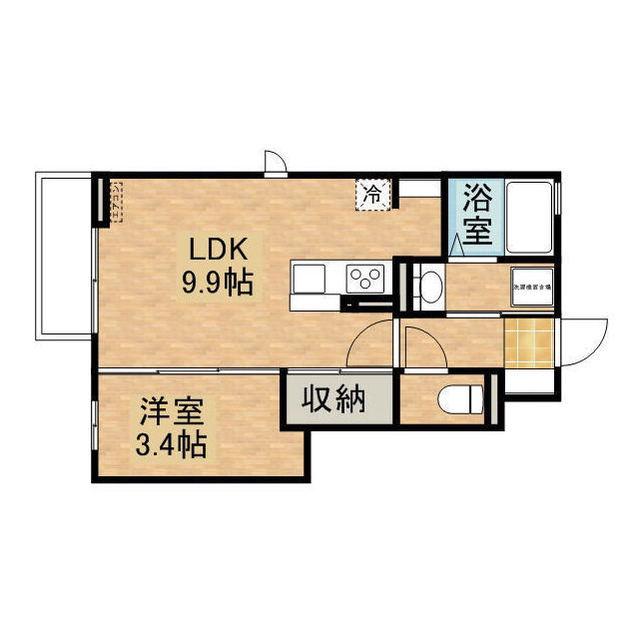 オーキッドゆいの杜(1LDK/1階)の間取り写真