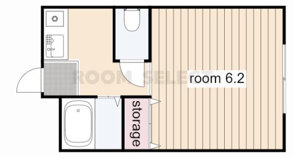 フォルサ茶屋ヶ坂(1K/2階)の間取り写真