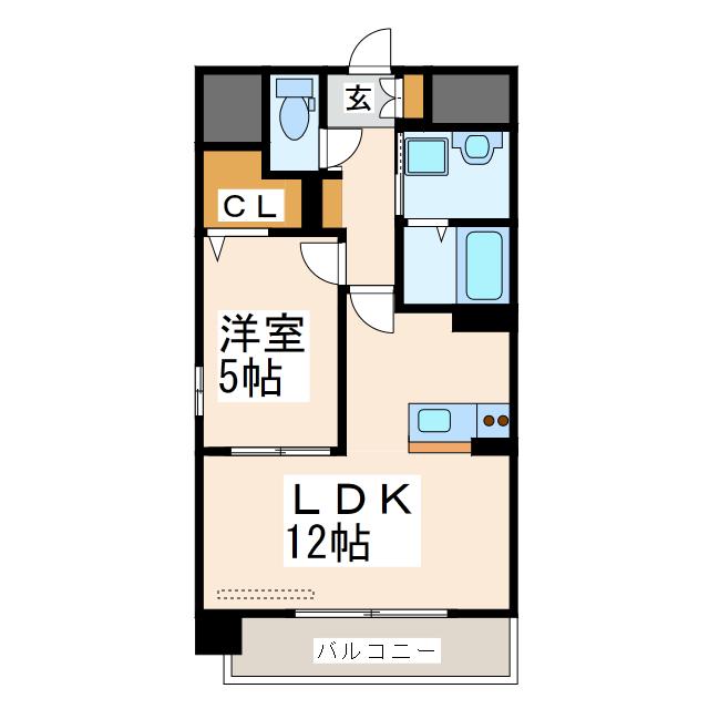 シュシュ天神(1LDK/6階)の間取り写真