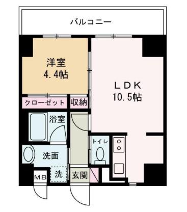 GLANZ高尾町(1LDK/8階)の間取り写真