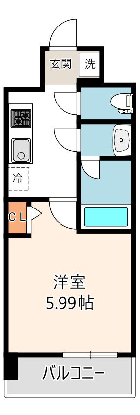 スプランディッド難波(1K/11階)の間取り写真