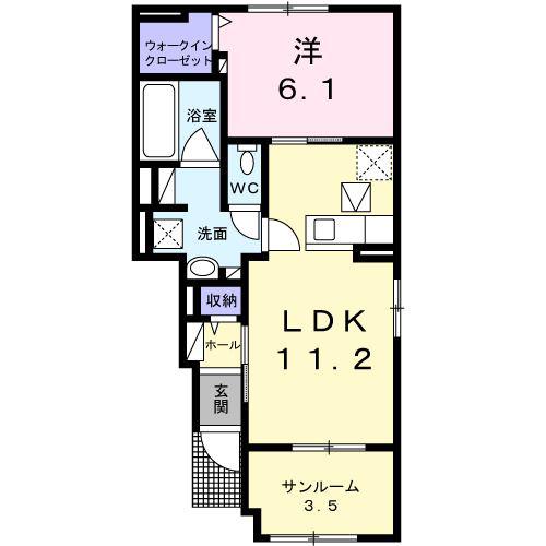 エクセレント・ヴィラ富田A(1LDK/1階)の間取り写真