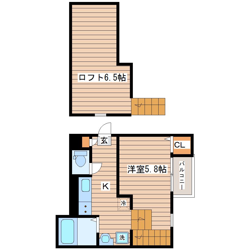 RIZEST富沢(ワンルーム/2階)の間取り写真