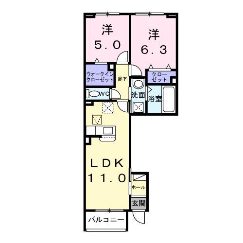 ルミッカ(2LDK/1階)の間取り写真