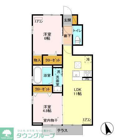 フォルテッシモ(2LDK/1階)の間取り写真