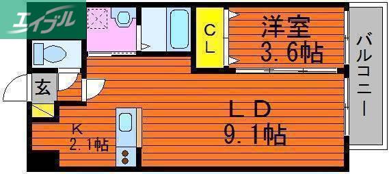 AXIS今(1LDK/6階)の間取り写真