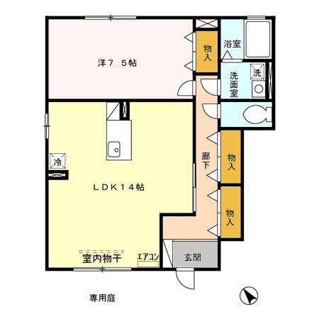 グリーントップ(1LDK/1階)の間取り写真