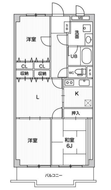 ピアグランデ弐番館(3DK/1階)の間取り写真