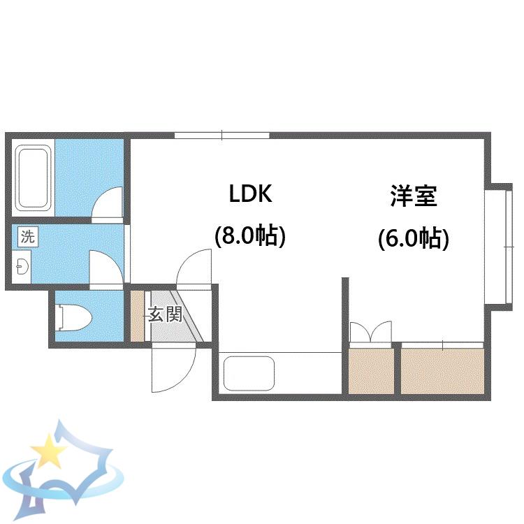 シャロンパレス(1LDK/3階)の間取り写真