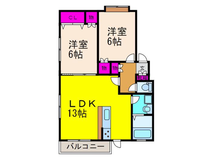リブラコート(2LDK/1階)の間取り写真