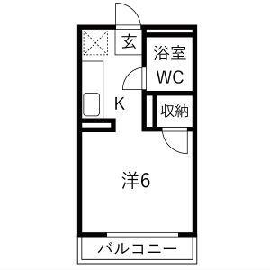 神作シティ(1K/1階)の間取り写真