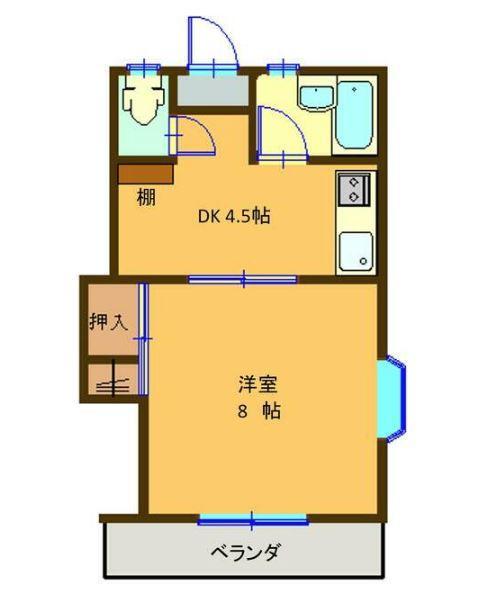 エステート鎌田I(1DK/1階)の間取り写真