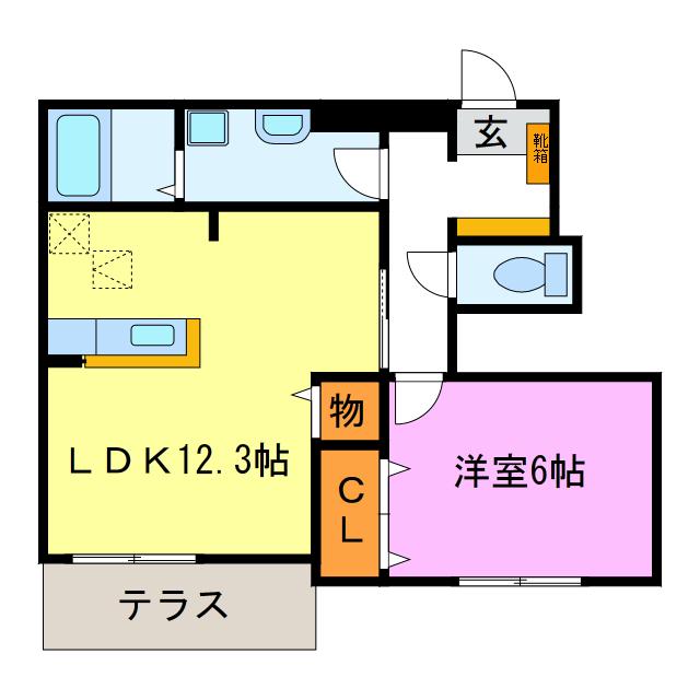 グランツ I(1LDK/1階)の間取り写真