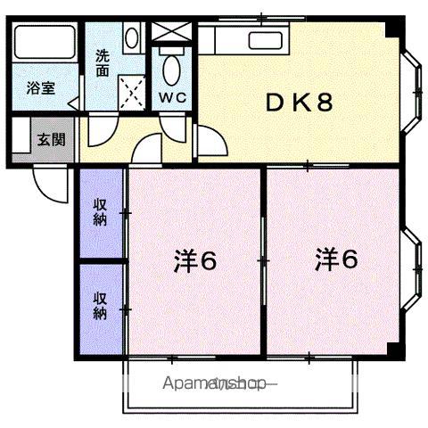 ヴィラマリン A(2DK/2階)の間取り写真