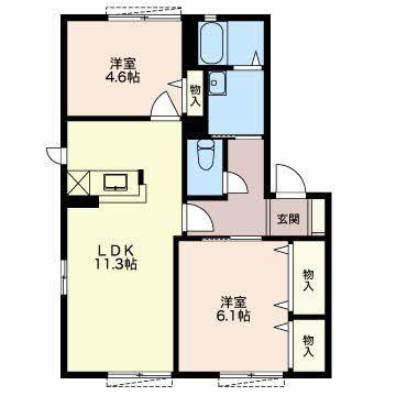 グランシード三ノ輪 C(2LDK/1階)の間取り写真