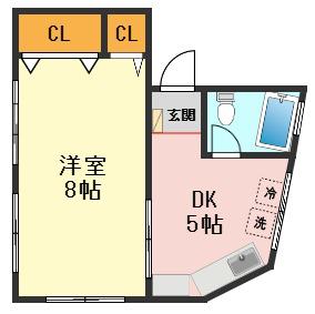 サンケイビル(1DK/4階)の間取り写真