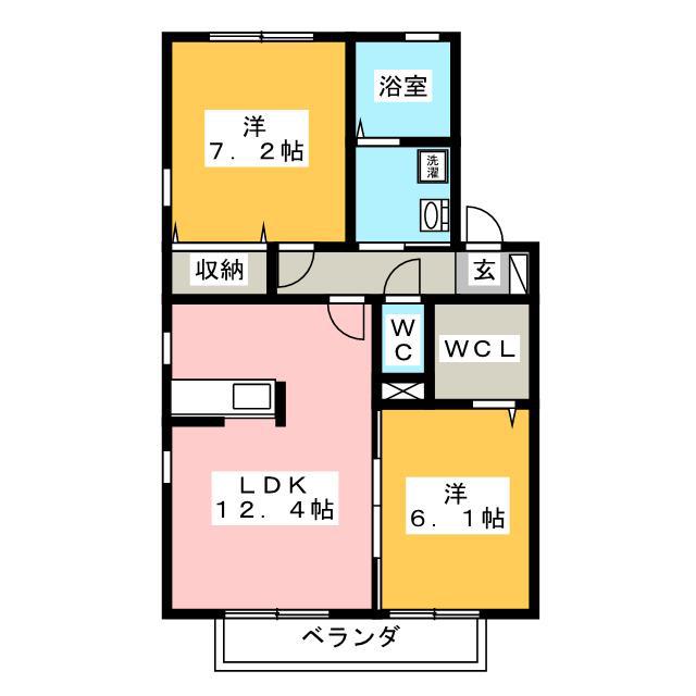 ロイヤルガーデンB(2LDK/2階)の間取り写真