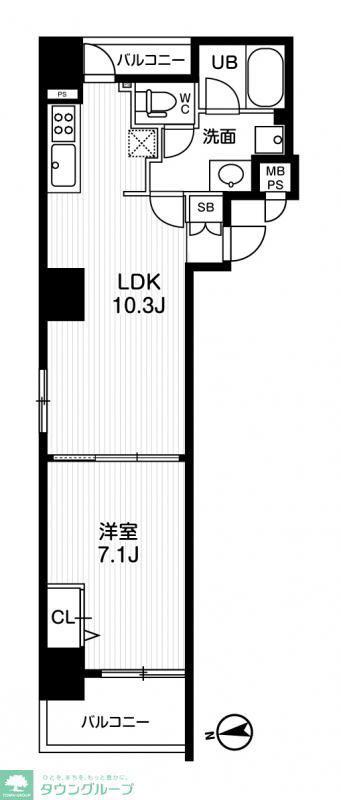 AR向島(1LDK/11階)の間取り写真