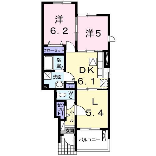 コスモス花影壱番館(2LDK/1階)の間取り写真