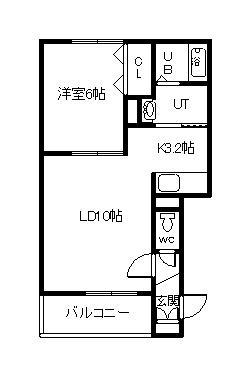 ハスコリオ東光II(1LDK/3階)の間取り写真