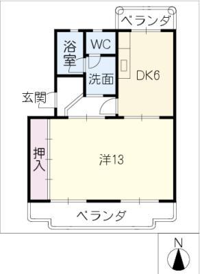 アベニューサンフラワー(1DK/3階)の間取り写真