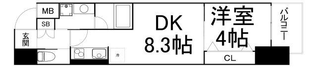 コンフォリア西天満(1LDK/6階)の間取り写真
