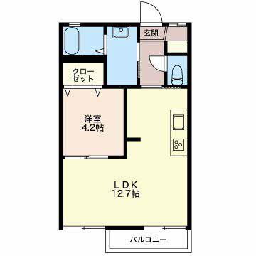 シャイン(1LDK/1階)の間取り写真