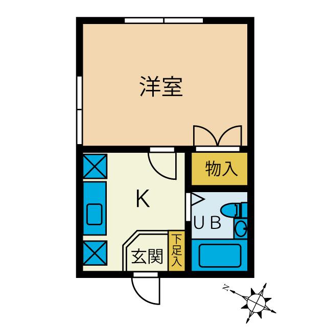 富士見台ハイツII(1K/2階)の間取り写真