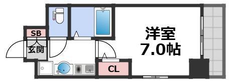 エスリード上本町北(1K/2階)の間取り写真