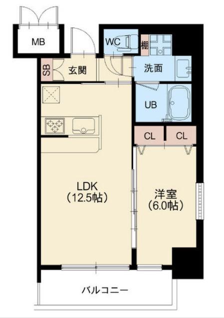 ラクラス本町東(1LDK/3階)の間取り写真