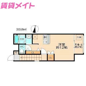 バスティード 海山道(ワンルーム/2階)の間取り写真