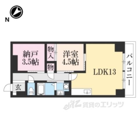 ヴィエナ栗東(2LDK/6階)の間取り写真