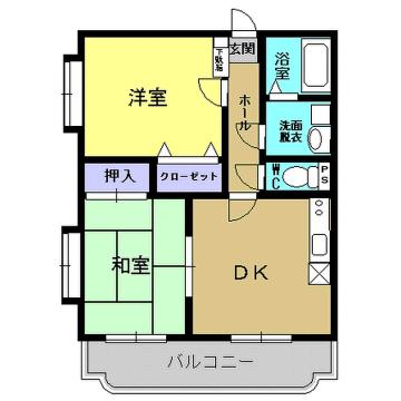コンフォート愛(2DK/2階)の間取り写真