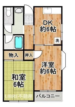 デイルーチェ鶴町(2DK/3階)の間取り写真