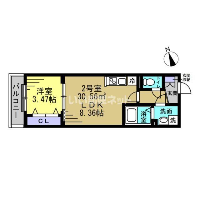 YSA薬園台(1LDK/2階)の間取り写真