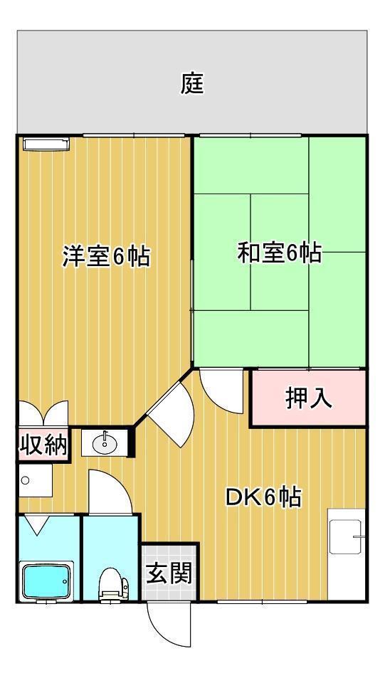 EAハイムII(2DK/1階)の間取り写真
