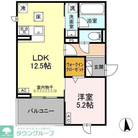 ANNAMARIE F(1LDK/1階)の間取り写真
