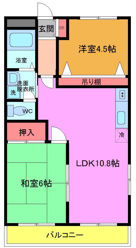 シティ・ソレイユ(2LDK/3階)の間取り写真