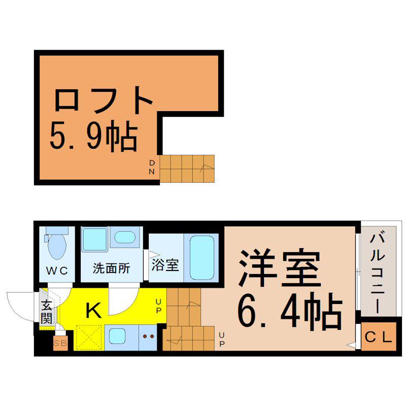 アルバ上小田井(1SK/1階)の間取り写真