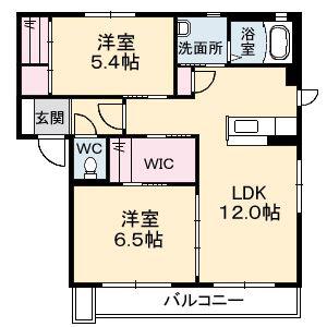 ベルテンポ神出(2LDK/1階)の間取り写真
